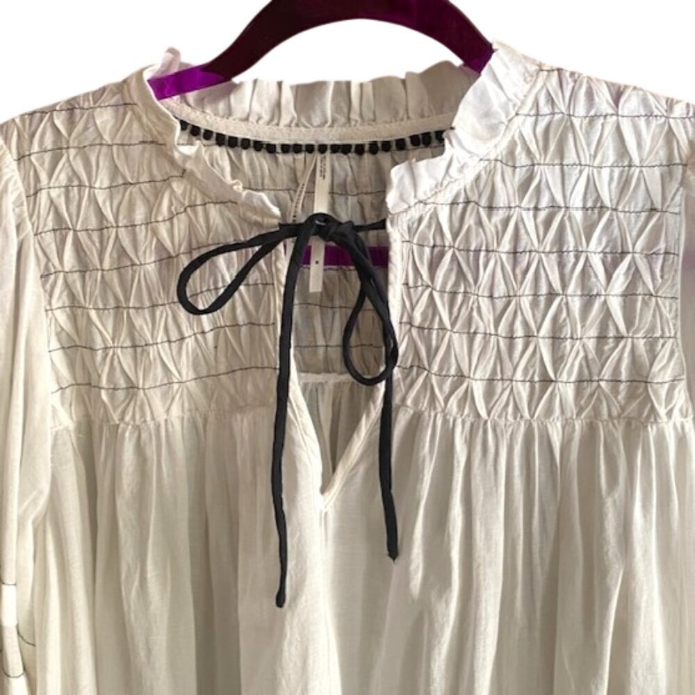 Anthropologie Long-Sleeve Airy frilly Babydoll Peasant Pirate Tunic Blouse top - Picture 13 of 16